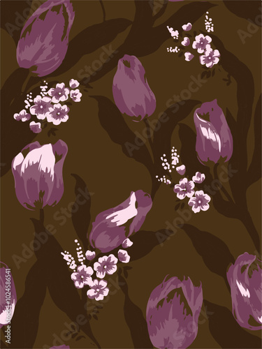 Big flowers pattern, upscale floral pattern. graphical textures floral, trendy colors pattern , flowers background with leaves. vector illustration,tropical,monochrome, abstract print