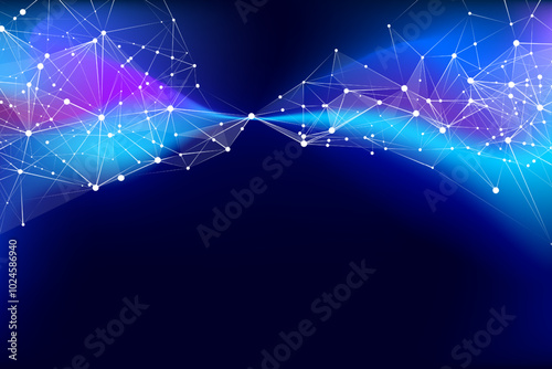 Vector illustration. Futuristic blend of geometric patterns and flowing waves, capturing essence of digital frontier in soothing shades of blue. Concept of abstract geometry, modern design.