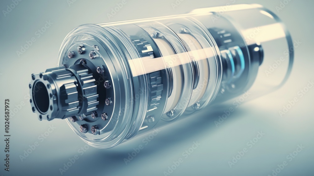 Transparent Cylinder Encasing Complex Gear System Transparent Cylinder Encasing Complex Gear System