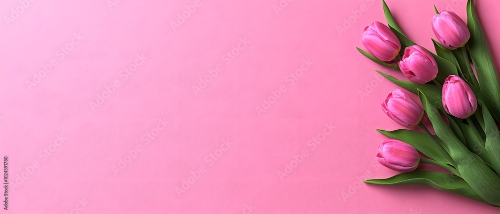 Fototapeta premium Images of tulips with pink tone give feeling of sweetness and romance, with a hint of calm and warmth. They can be used in designs to communicate emotions related to love, good wishes or celebrating.