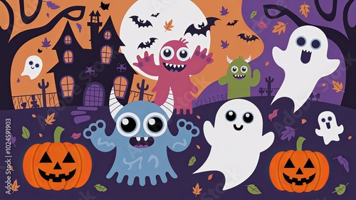 Halloween Party poster design background for banner and wallpaper graphic