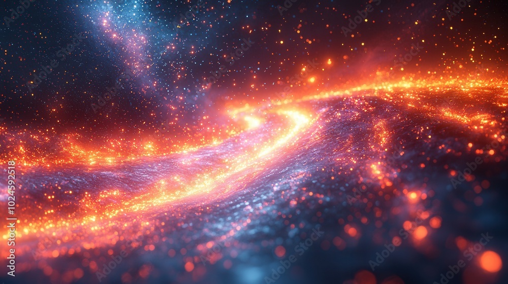 A stunning view of a cosmic galaxy featuring vibrant hues of orange and blue with sparkling stars illuminating the scene. Perfect for space enthusiasts. A stunning view of a cosmic galaxy featuring vibrant hues of orange and blue with sparkling stars illuminating the scene. Perfect for space enthusiasts.