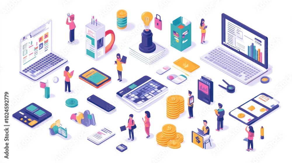 Business Finance and Technology Illustration Business Finance and Technology Illustration