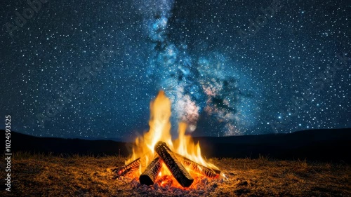 Campfire Under the Milky Way