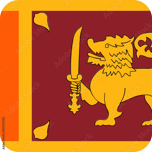 Sri Lanka Flag Square Icon