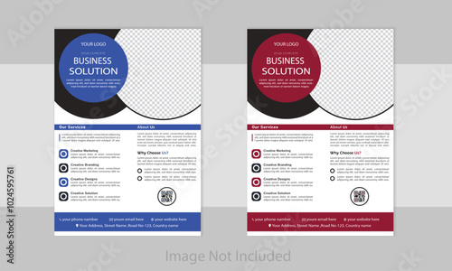 Corporate Business flyer template vector design,flyer in A4 with colorful trianglesa bundle of 2 templates of different colors a4 flyer template