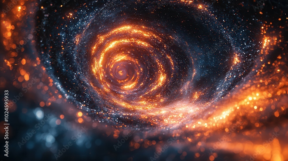 A captivating view of a swirling galaxy, with vibrant orange and blue hues. The image showcases a deep space scene filled with stars and cosmic dust. A captivating view of a swirling galaxy, with vibrant orange and blue hues. The image showcases a deep space scene filled with stars and cosmic dust.