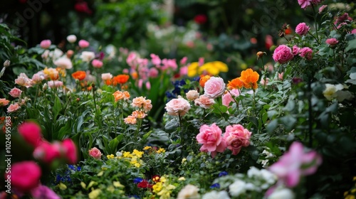 Colorful Flower Garden in Full Bloom