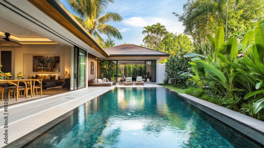 custom made wallpaper toronto digitalA luxurious, tropical villa with an open-concept design that flows into a private pool area