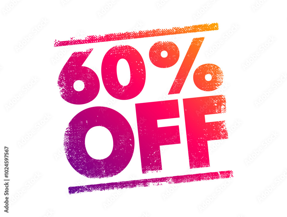 60% Off - indicates a discount where an item or service is being sold ...