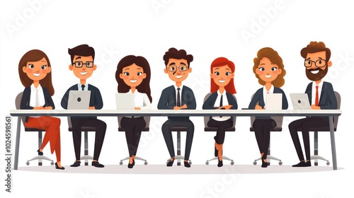 Business Meeting Cartoon Illustration