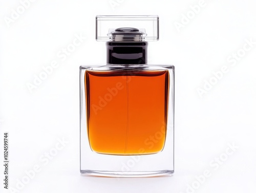 Elegant perfume bottle with amber liquid, perfect for beauty and fragrance related projects.