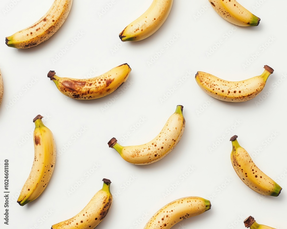 Ripe bananas pattern on white background Ripe bananas pattern on white background