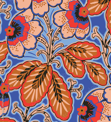 Big flowers pattern, upscale floral pattern. graphical textures floral, trendy colors pattern , flowers background with leaves. vector illustration,tropical,monochrome