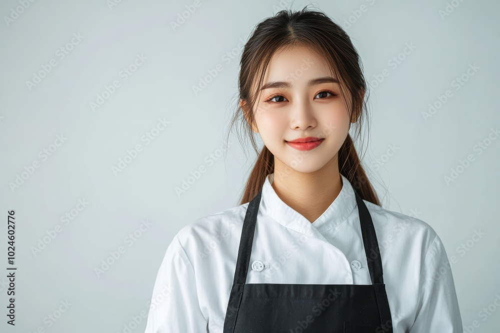 young women in work uniforms and aprons, highlighting their warm smiles and approachable demeanor, perfect for hospitality or service industry promotions. young women in work uniforms and aprons, highlighting their warm smiles and approachable demeanor, perfect for hospitality or service industry promotions.