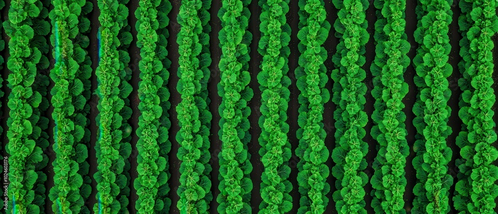 Aerial View of Lush Green Crops in Rows Agriculture Farming Organic Farming Nature Aerial View of Lush Green Crops in Rows Agriculture Farming Organic Farming Nature