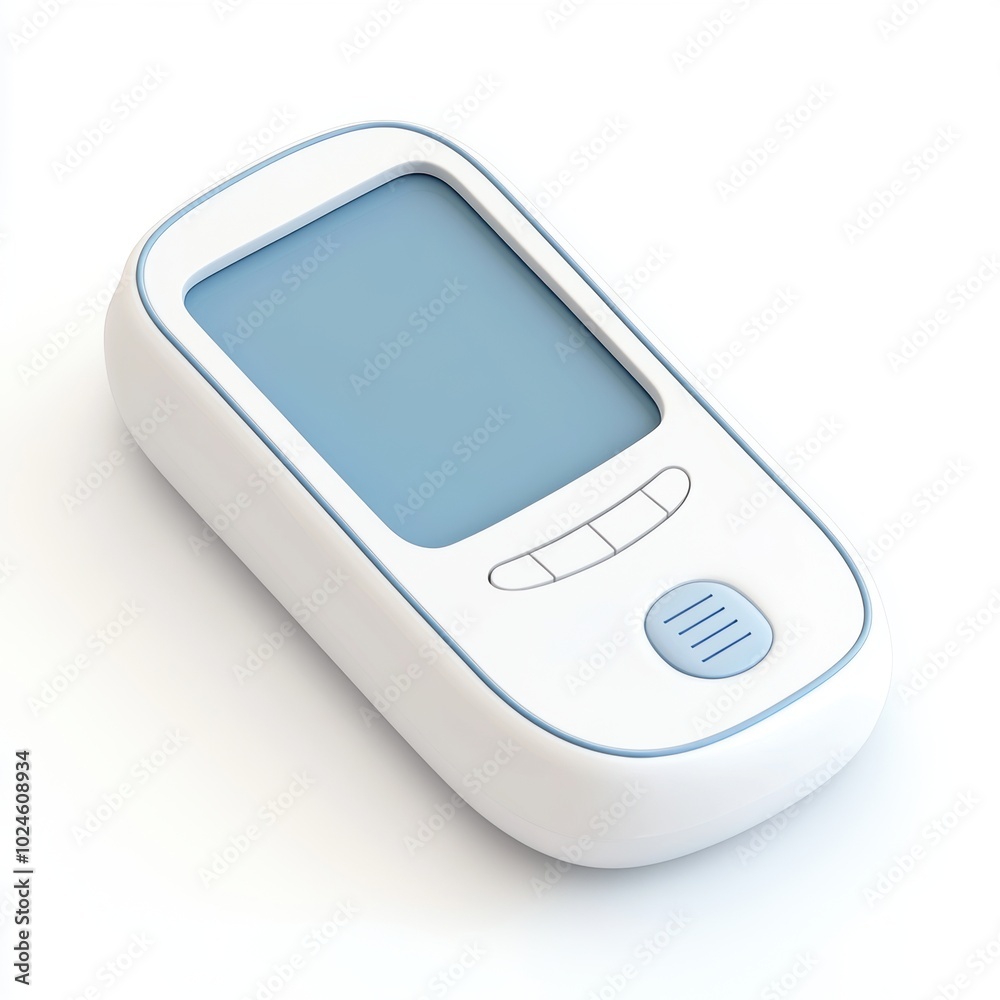 Modern blood glucometer, device used by individuals with diabetes to measure their blood sugar levels. Modern blood glucometer, device used by individuals with diabetes to measure their blood sugar levels.