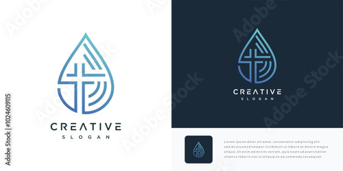 illustration of church cross water logo design. icon logo water with cross logo