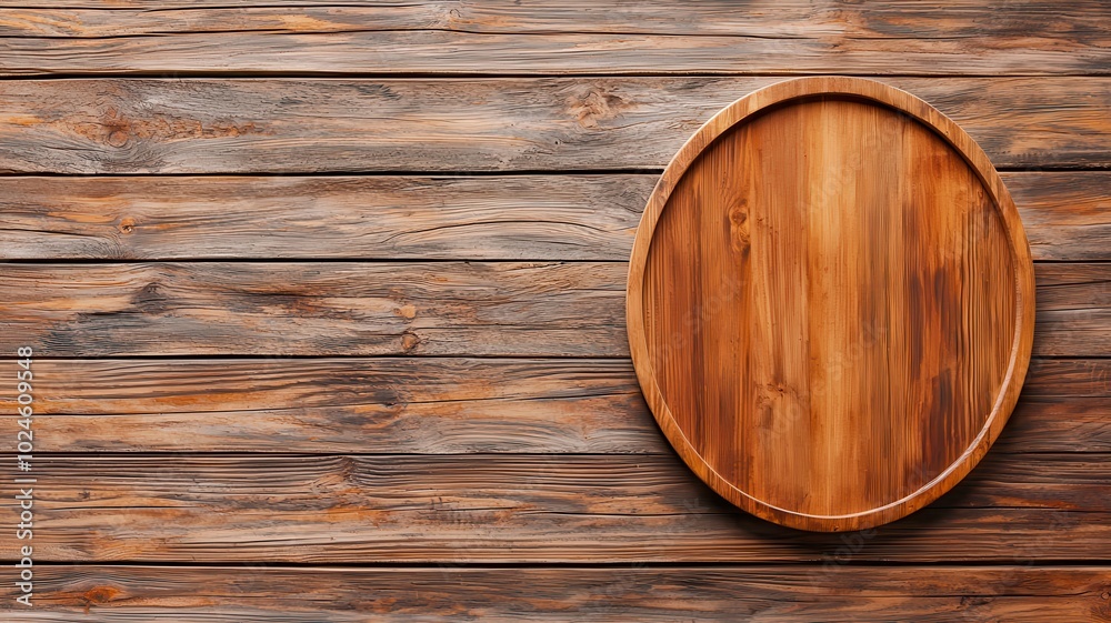 Fototapeta premium A rustic wooden facade features a prominent circular sign mockup