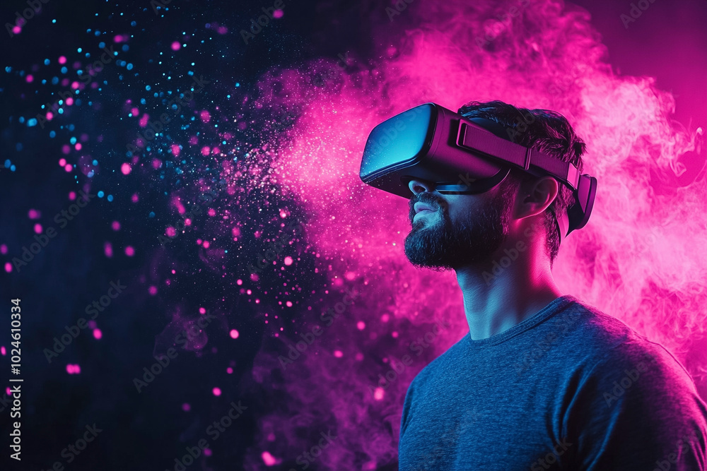 Man Engaged in Virtual Reality Experience Man Engaged in Virtual Reality Experience