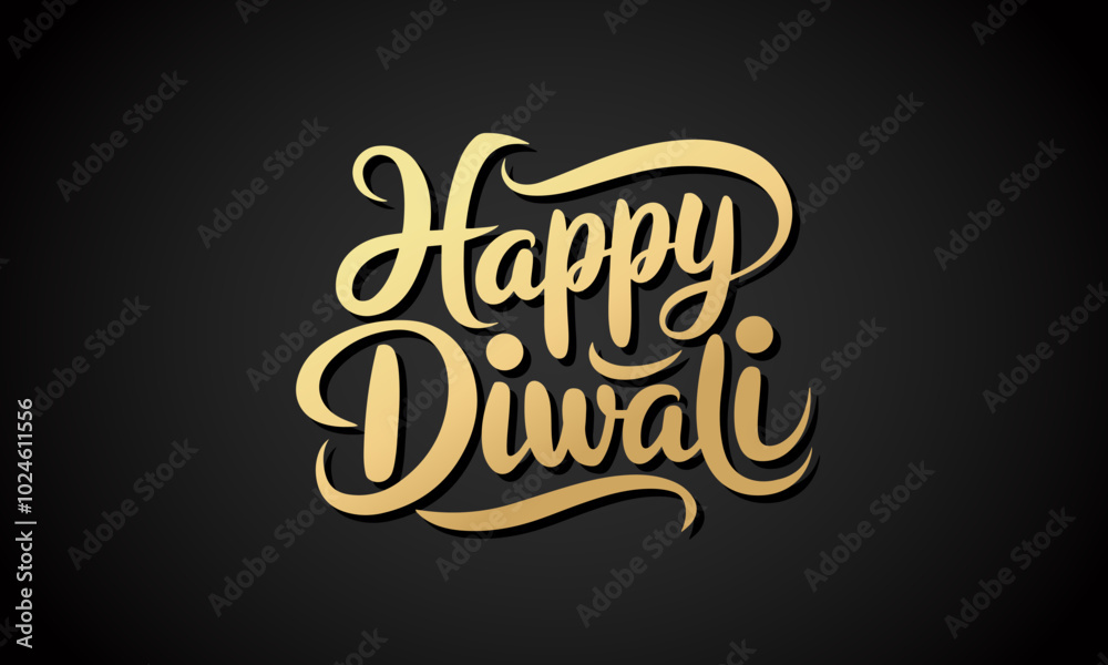 Happy Diwali. Hand written gold text on black background. Vector illustration. Happy Diwali. Hand written gold text on black background. Vector illustration.