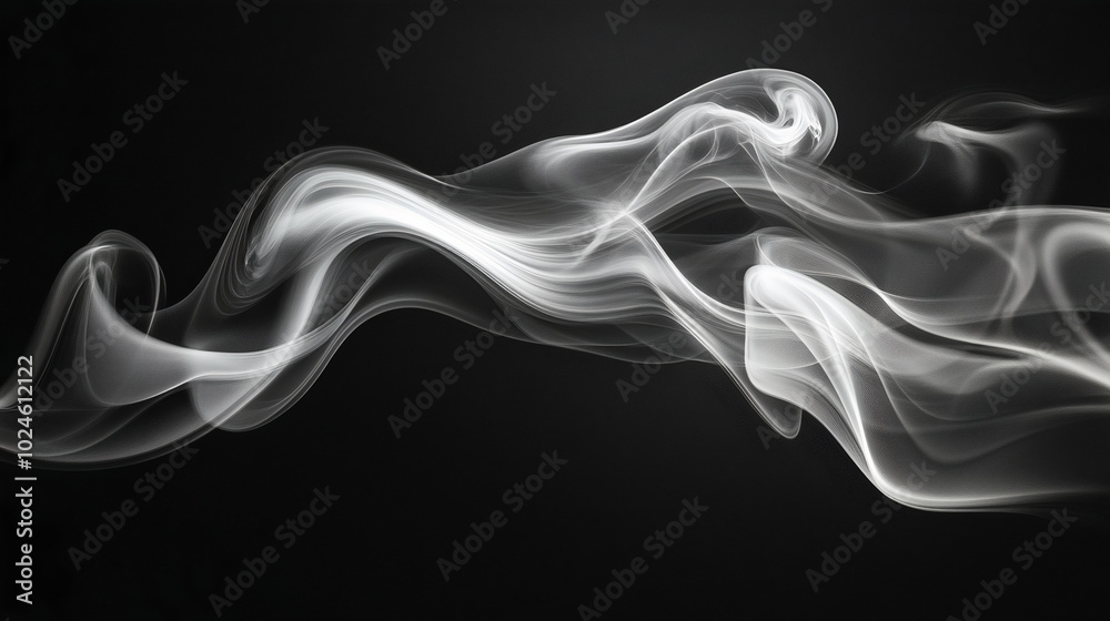 Abstract flow of billowing smoke on a black background. Generative AI Abstract flow of billowing smoke on a black background. Generative AI