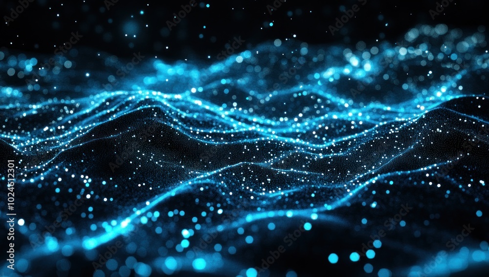 Abstract Blue Particles Wave Background Abstract Blue Particles Wave Background