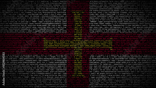 Binary code on flag of Guernsey. Program source code or Hacker concept on Guernsey flag. Guernsey digital technology security, hacking or programming photo