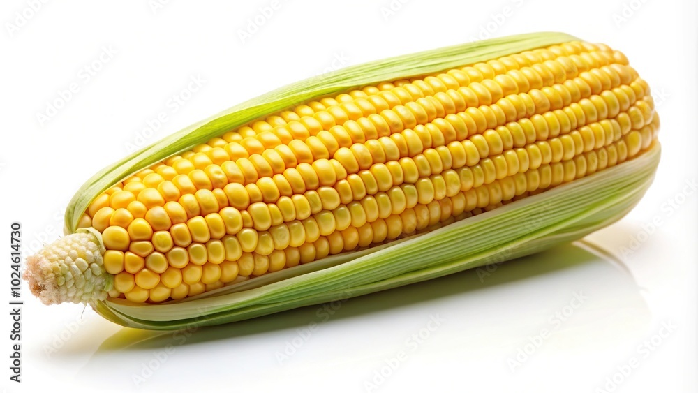 Single ear of corn isolated on white background