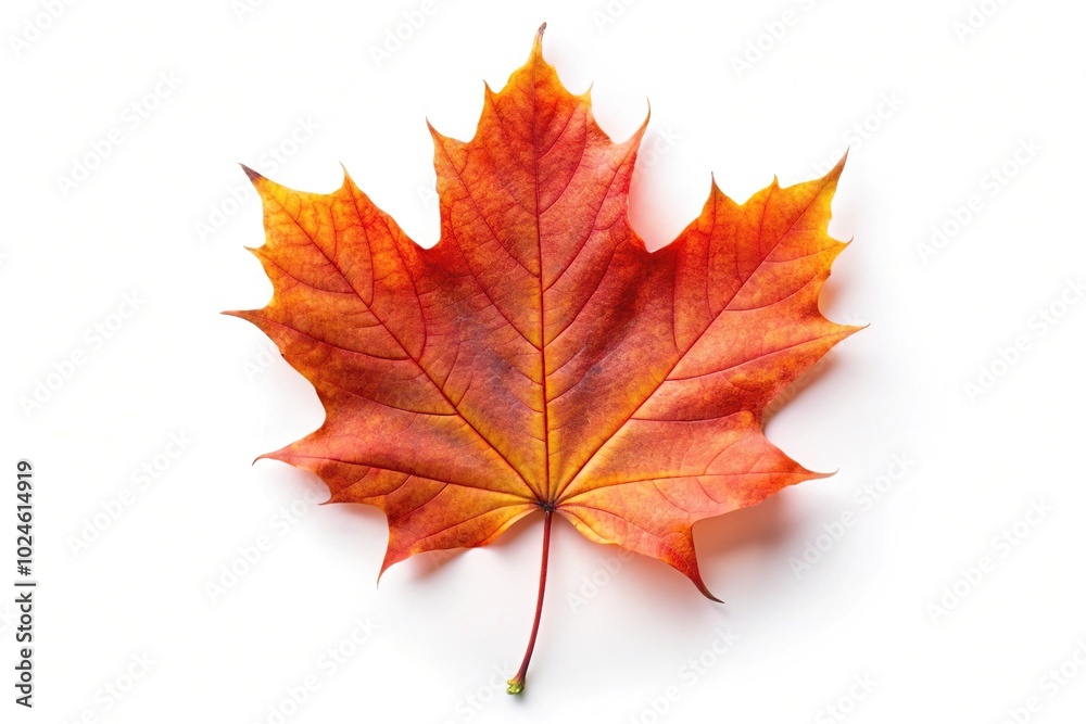 Single maple leaf isolated on white background Bird Eye View Single maple leaf isolated on white background Bird Eye View