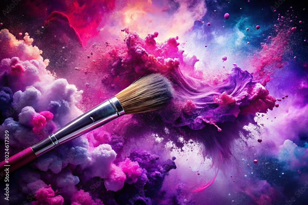 Fototapeta premium Vibrant Watercolor Splash in Pink and Purple - Textured Gouache Background for Artistic Projects