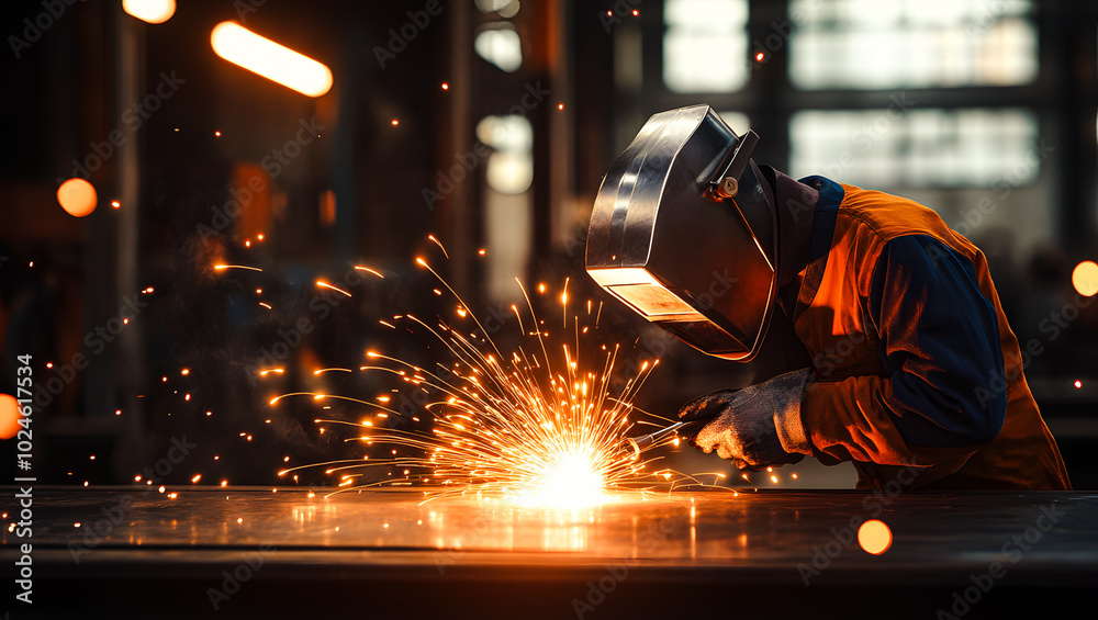 Soudeur travaillant en usine, soudure Soudeur travaillant en usine, soudure