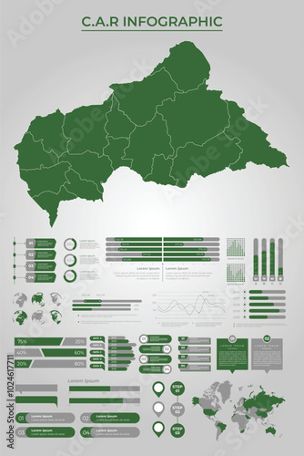 C.A.R Map Template with Business Infographic Elements