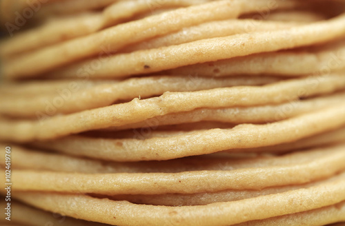 Closeup of Sweetened Chestnut Pureed Vermicelli of a Mont Blanc Cake photo