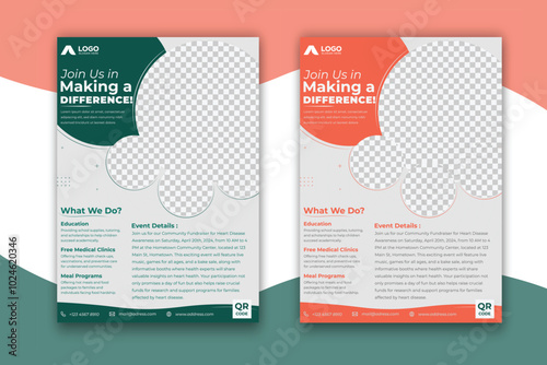 Flyer Design for Charity Fund raising, event management, support humanity, donation, volunteers, spread the word brochure design template a4 ready for print clean template.