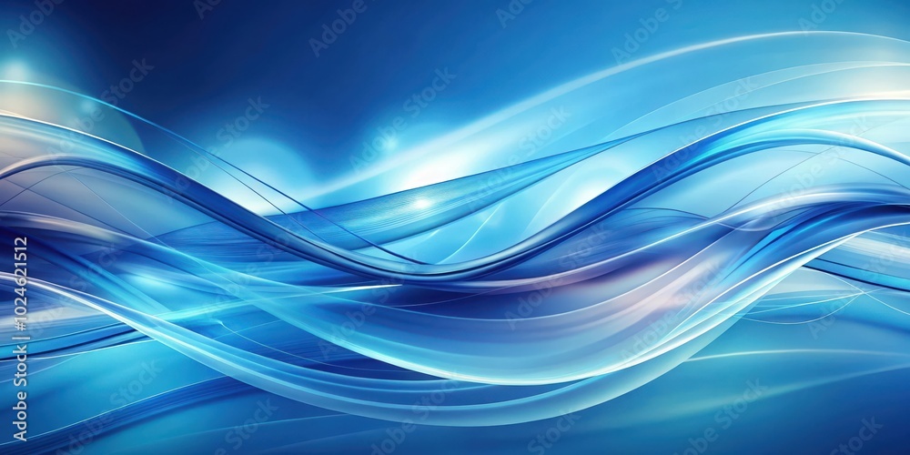 Fototapeta premium Abstract Blue Wavy Design With Vibrant Glowing Lines
