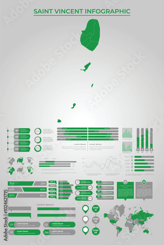 SAINT VINCENT Map Template with Business Infographic Elements photo