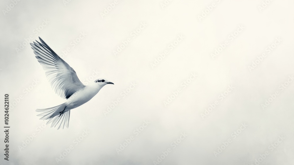 Soaring Serenity: A Graceful Seabird Glides Against the Sky Soaring Serenity: A Graceful Seabird Glides Against the Sky
