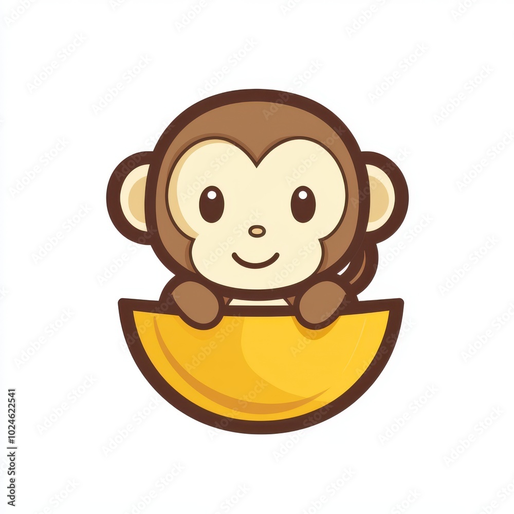 Fototapeta premium Cute cartoon monkey in minimalist design 