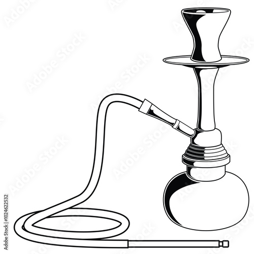 Black and white hookah pipe vector illustration. Shisha vector design