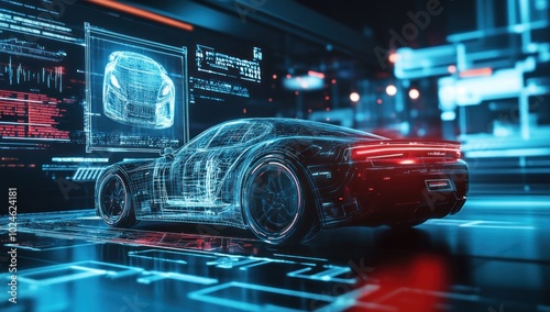 Futuristic Car Design with Digital Interface