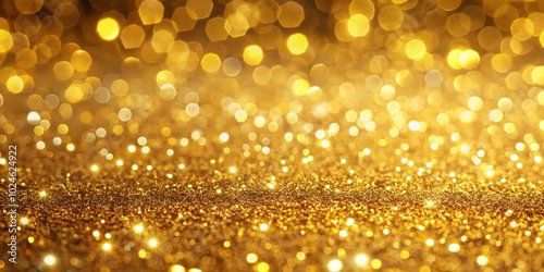 A shimmering backdrop of golden glitter with a soft focus and bokeh effect, capturing the essence of elegance and luxury.