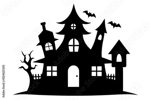 Halloween house | vector silhouette illustration on white background