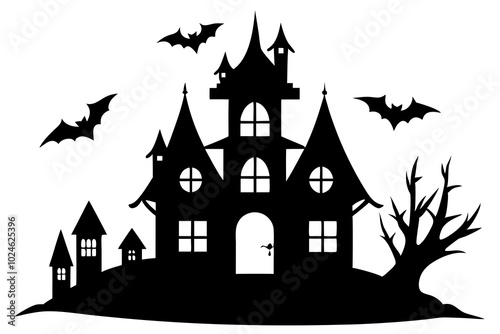 Halloween house | vector silhouette illustration on white background