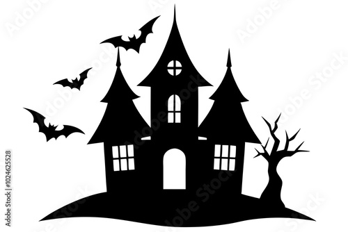 Halloween house | vector silhouette illustration on white background