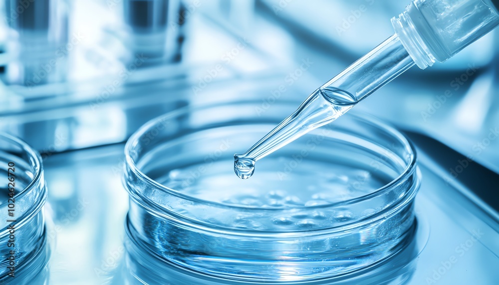 Pipette dropping liquid into petri dish Pipette dropping liquid into petri dish