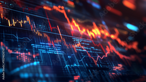 Wallpaper Mural Global stock market crash visualized through a futuristic dashboard displaying rapidly falling stock prices, highlighting the dramatic decline in global indices, investor panic, and economic uncertain Torontodigital.ca