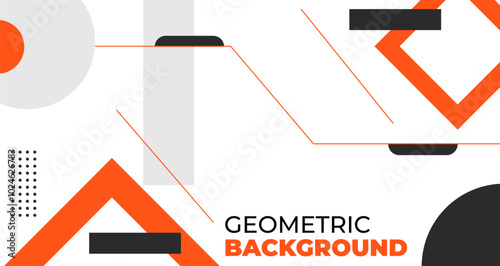 Digital technology banner shape background concept, Abstract geometric line solid color orange and black element design good for used on posters, banner, web and any more