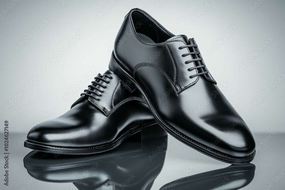 Black Leather Dress Shoes Displayed Elegantly