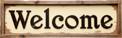 Wooden Welcome Sign with Distressed Paint